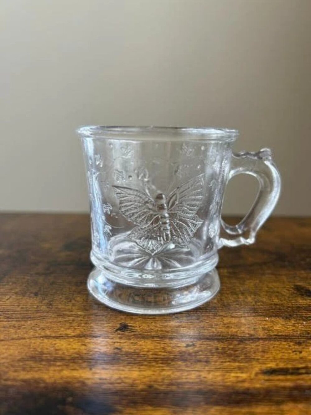 Bryce Higbee Acme Child Mug EAPG Butterfly Spray Clear Glass Antique